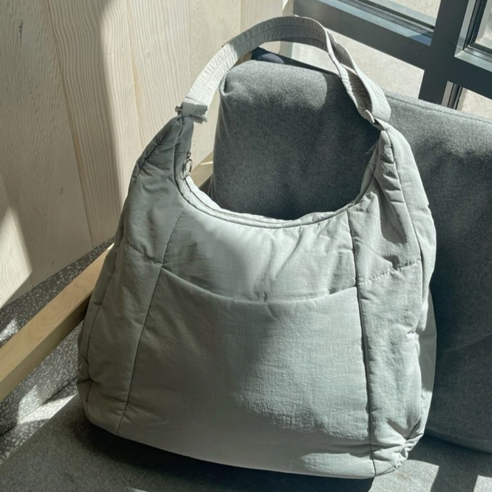 =GEN 'AYCC' All You Can Carry Grey Nylon Grey Puff Crossbody Bag - Picture 1 of 16
